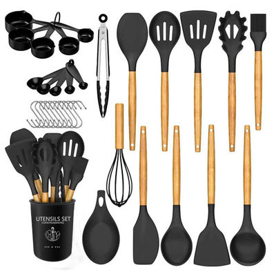 24 piezas de mango de madera no adhesivo de silicona Kitchen Gadget Set con opciones personalizadas