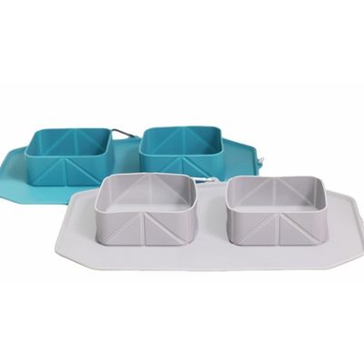 Cuenco plegable para mascotas de viaje de silicona para perros con esterilla de silicona antideslizante