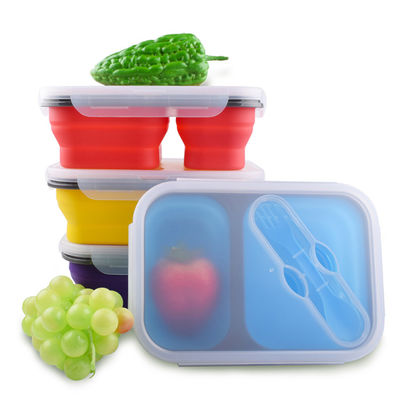 Contenedor de almacenamiento de alimentos a prueba de fugas 2 compartimientos Bento apilable para niños ecológicos