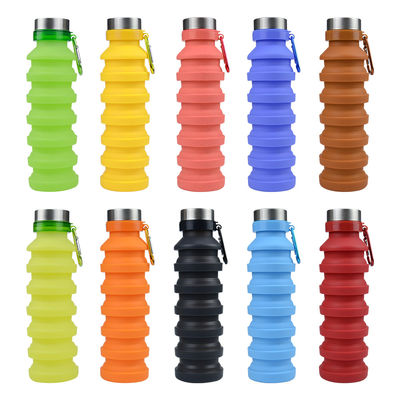 Botella de agua plegable de manga de silicona de 500 ml con tapa Ecológica y duradera