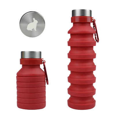 Botella de agua plegable de manga de silicona de 500 ml con tapa Ecológica y duradera