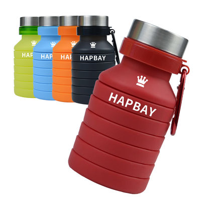 Botella de agua plegable de manga de silicona de 500 ml con tapa Ecológica y duradera