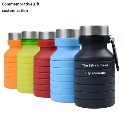 Botella de agua plegable de manga de silicona de 500 ml con tapa Ecológica y duradera