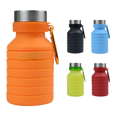 Botella de agua plegable de manga de silicona de 500 ml con tapa Ecológica y duradera