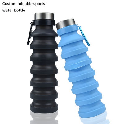 Botella de agua plegable de manga de silicona de 500 ml con tapa Ecológica y duradera