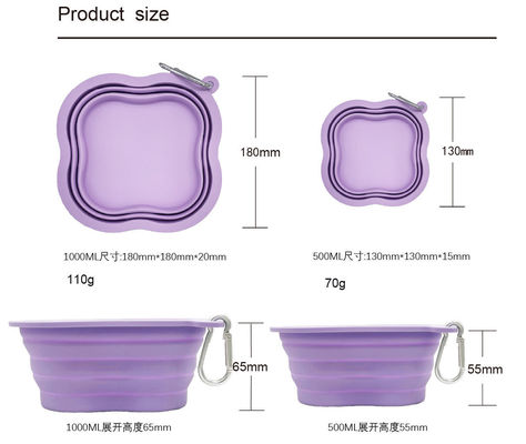 Cuenco de alimentación para perros de mascotas 500/1000ml de capacidad Material de silicona portátil y ecológico