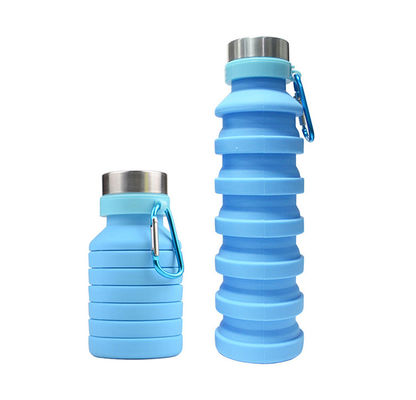 Botella deportiva de silicona portátil para viajes, gimnasio, campamento, a prueba de fugas y plegable