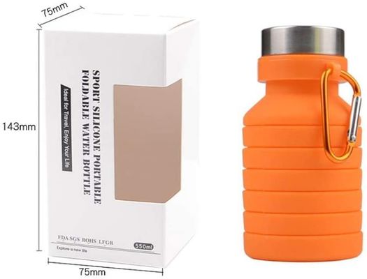 Botella deportiva de silicona portátil para viajes, gimnasio, campamento, a prueba de fugas y plegable