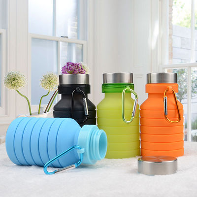 Botella deportiva de silicona portátil para viajes, gimnasio, campamento, a prueba de fugas y plegable