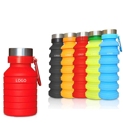 Botella deportiva de silicona portátil para viajes, gimnasio, campamento, a prueba de fugas y plegable