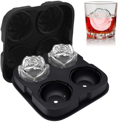 Silicona Rose Ice Ball Maker de liberación fácil Cubo de hielo grande para bandejas de aperitivos de cóctel