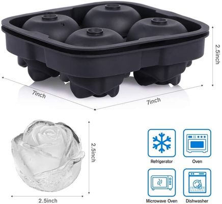 Silicona Rose Ice Ball Maker de liberación fácil Cubo de hielo grande para bandejas de aperitivos de cóctel