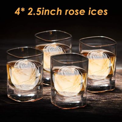Silicona Rose Ice Ball Maker de liberación fácil Cubo de hielo grande para bandejas de aperitivos de cóctel