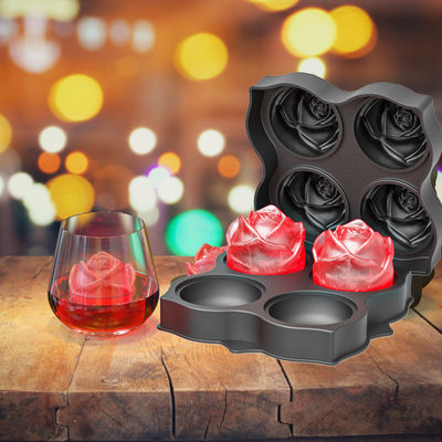 Silicona Rose Ice Ball Maker de liberación fácil Cubo de hielo grande para bandejas de aperitivos de cóctel
