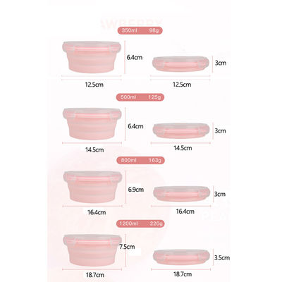 Conjunto de caja de silicona plegable plegable para almacenamiento seguro de alimentos en microondas azul