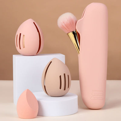Caja de soporte de maquillaje de esponja de silicona suave y ecológica para viajes cosméticos