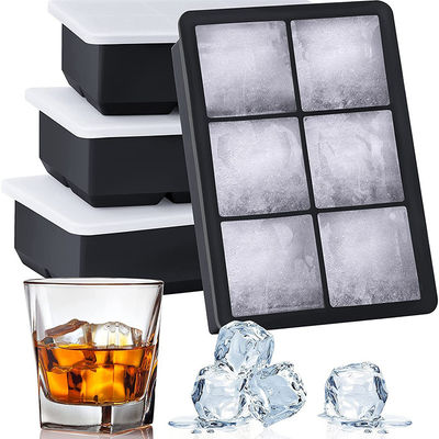 Placas de cubo de hielo cuadrado Conjunto de moho reutilizable libre de BPA para cócteles de whisky Prueba de bourbon