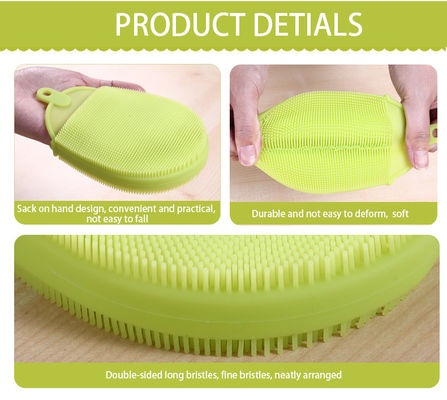 Cepillo de lavado de platos de esponja de silicona de doble lado para limpieza de cocina resistente a manchas