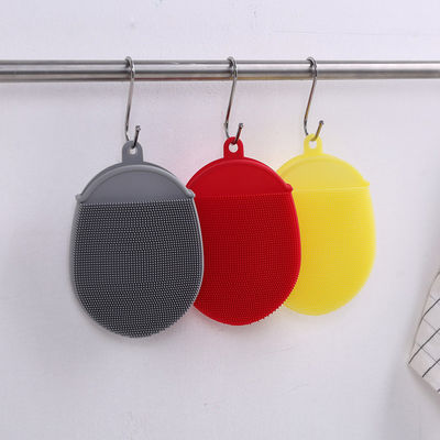 Cepillo de lavado de platos de esponja de silicona de doble lado para limpieza de cocina resistente a manchas