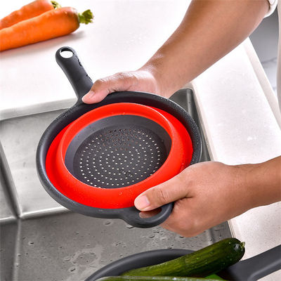 Herramientas de cocina cesta redonda colander plegable fregadero colador conjunto con mango de PP TPR