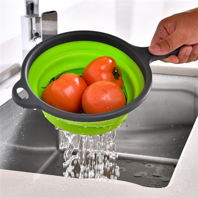 Herramientas de cocina cesta redonda colander plegable fregadero colador conjunto con mango de PP TPR