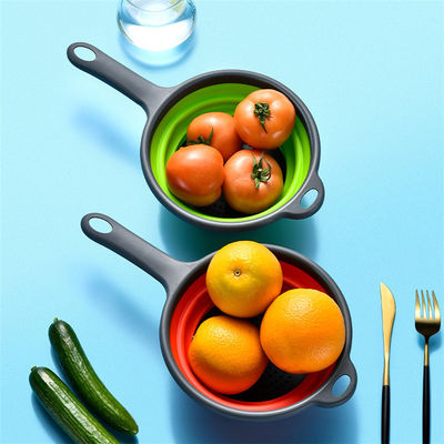 Herramientas de cocina cesta redonda colander plegable fregadero colador conjunto con mango de PP TPR