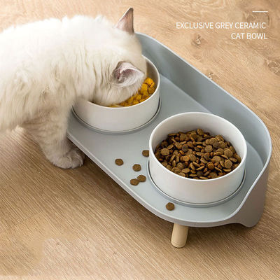 No hay tiempo de ajuste de cuencos cerámicos elevados para mascotas para gatos y perros