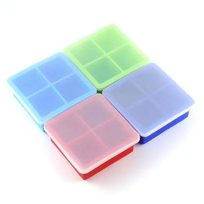 Logotipo personalizado 116g Bpa Free Silicone Ice Cube Tray Con Supuesto de forma de molde de tapa