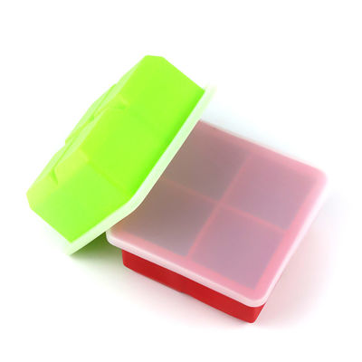 Logotipo personalizado 116g Bpa Free Silicone Ice Cube Tray Con Supuesto de forma de molde de tapa