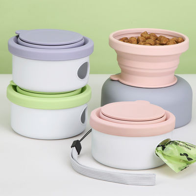 Comedor para perros de viaje al aire libre 3 en 1 Cuenco de agua plegable para mascotas con tapa y diseño plegable