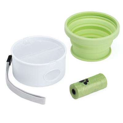 Comedor para perros de viaje al aire libre 3 en 1 Cuenco de agua plegable para mascotas con tapa y diseño plegable