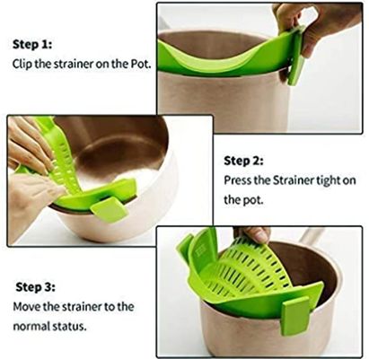 Las abrazaderas de silicona ajustables son perfectas para utensilios, filtros de tipo colander y POTS.