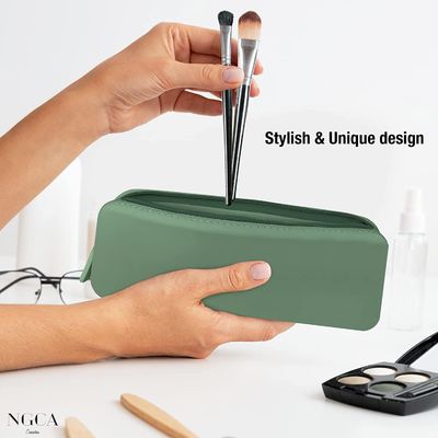 Esenciales de viaje Organizador Diseño flexible Bolsa de maquillaje de silicona para mujeres a prueba de agua