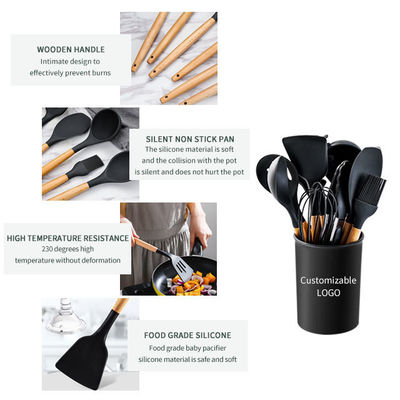24 piezas de mango de madera no adhesivo de silicona Kitchen Gadget Set con opciones personalizadas