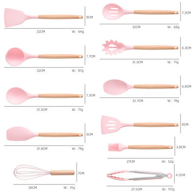 19 piezas de utensilios de cocina de silicona antiadherente conjunto de herramientas de cocina duraderas para su cocina