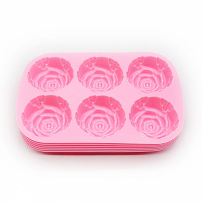 Molde de chocolate en forma de flor de rosa para decoración de pastel de silicona horneado en 3D rojo rosa