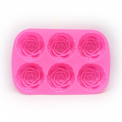 Molde de chocolate en forma de flor de rosa para decoración de pastel de silicona horneado en 3D rojo rosa