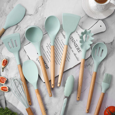 utensilios de cocina de silicona con mangos de madera 12 piezas herramientas de cocina utensilios de cocina