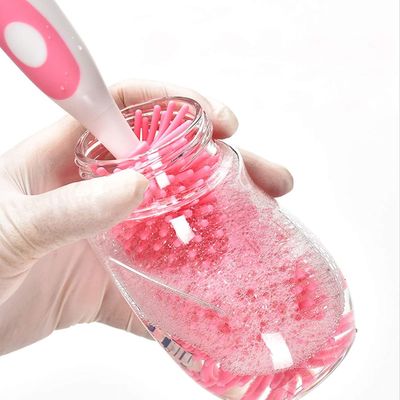 Cepillo de limpieza de botellas de silicona con limpiador de pezones para botellas para bebés 10.4 * 2.2 en / 26.5 * 5.8