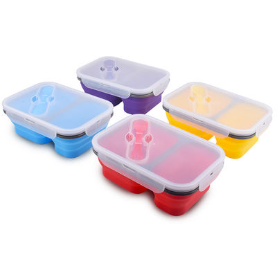 3 Compartimiento Niños Bento a prueba de fugas Contenedores de almacenamiento de alimentos reutilizables con tenedor