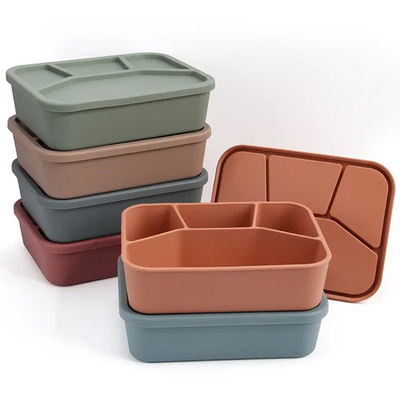 Caja de comida de silicona de grado alimenticio con tapa y 4 compartimientos