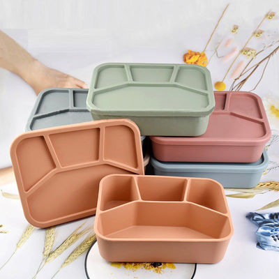 Caja de comida de silicona de grado alimenticio con tapa y 4 compartimientos