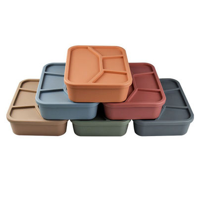 Caja de comida de silicona de grado alimenticio con tapa y 4 compartimientos