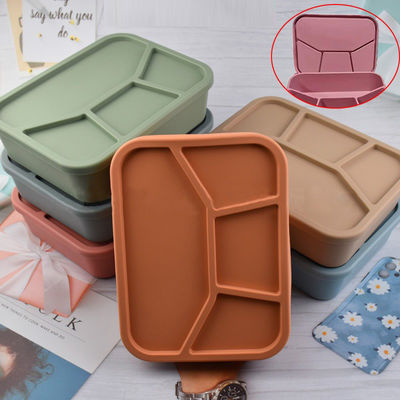 Caja de comida de silicona de grado alimenticio con tapa y 4 compartimientos