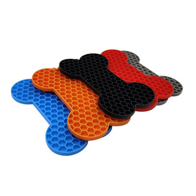 Tejido de silicona personalizado para perros para la alimentación lenta en forma de hueso y diseño de succión